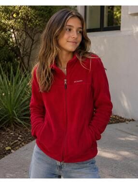 Columbia Red‎ Full Zip Fleece Jacket Youth XL